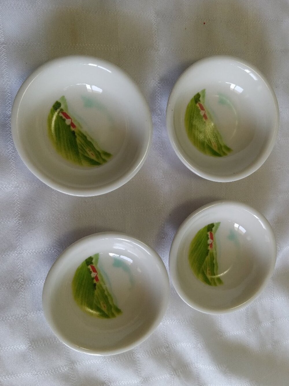 4 Vintage Matching 2¾'' Country Landscape set of 4 St Dalfour ceramic bowls